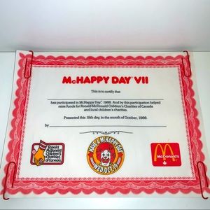 Vintage McDonald’s McHappy Day Certificates